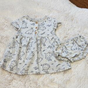 Little Planet Gray Bunny Baby Dress 9 months Organic Cotton